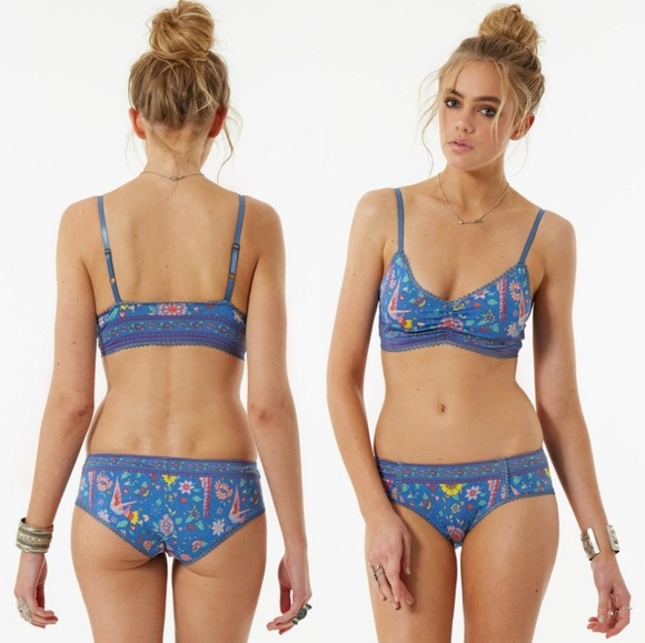 Spell Other - Spell designs lovebird bralette bloomer set S blue